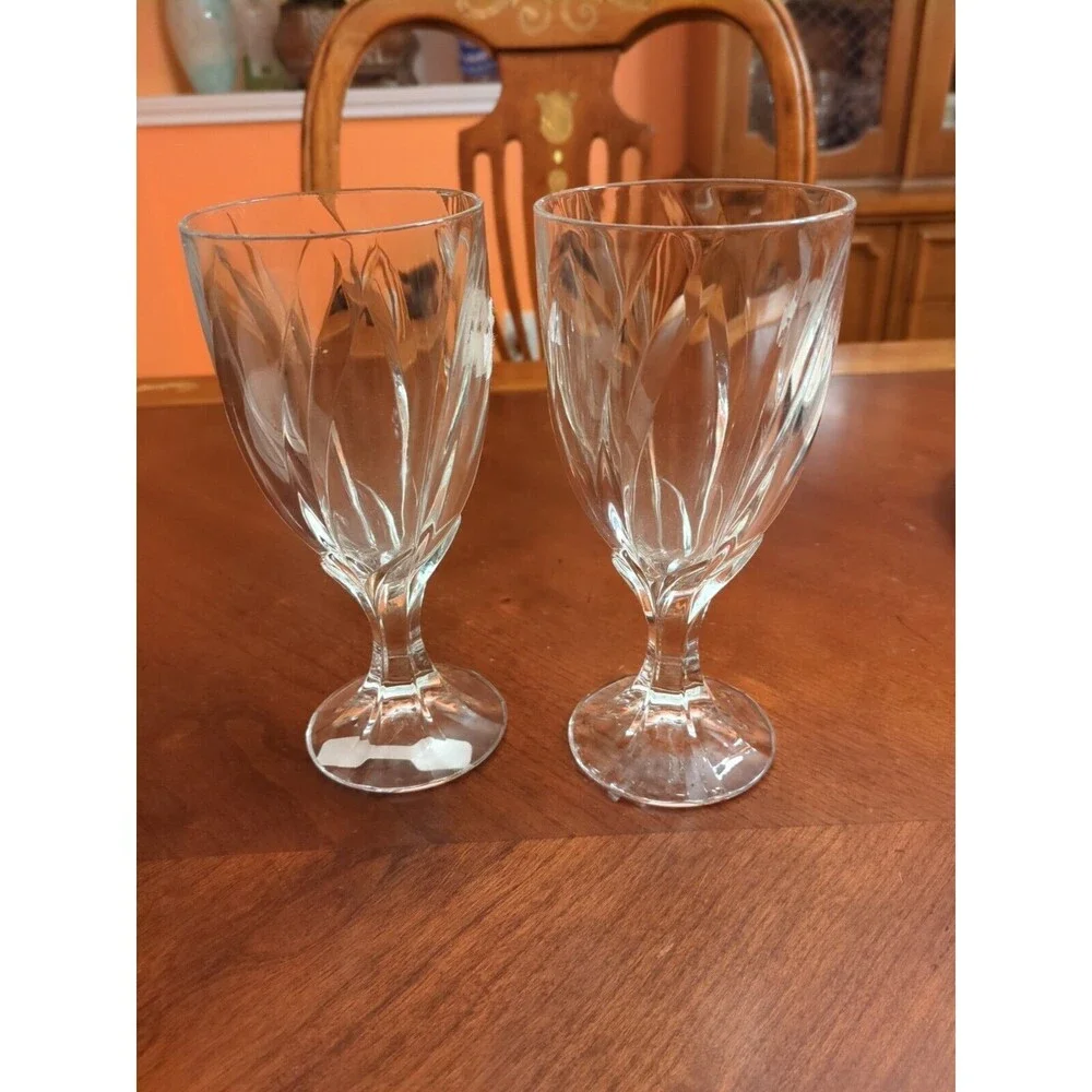 Mikasa Impression Swirl Optic Crystal Drinking Glasses Set 2 Glasses 7.5